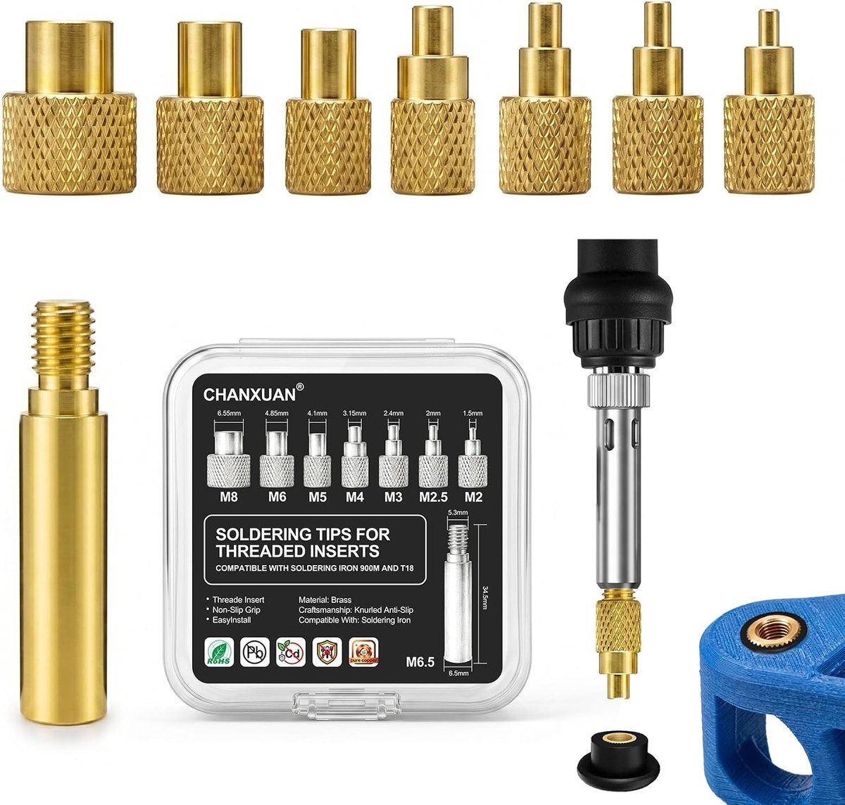 7 stuks soldeerpunten voor gietwerk met adapter, schroefdraadinzetstuk, soldeerpunten voor schroefdraadinzetstukken - ShopVlot
