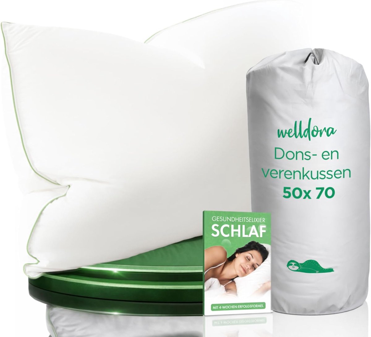 Welldora Cushion 50x70, Premium 3-Rooms, Down & Feathers, comfort soft - ShopVlot