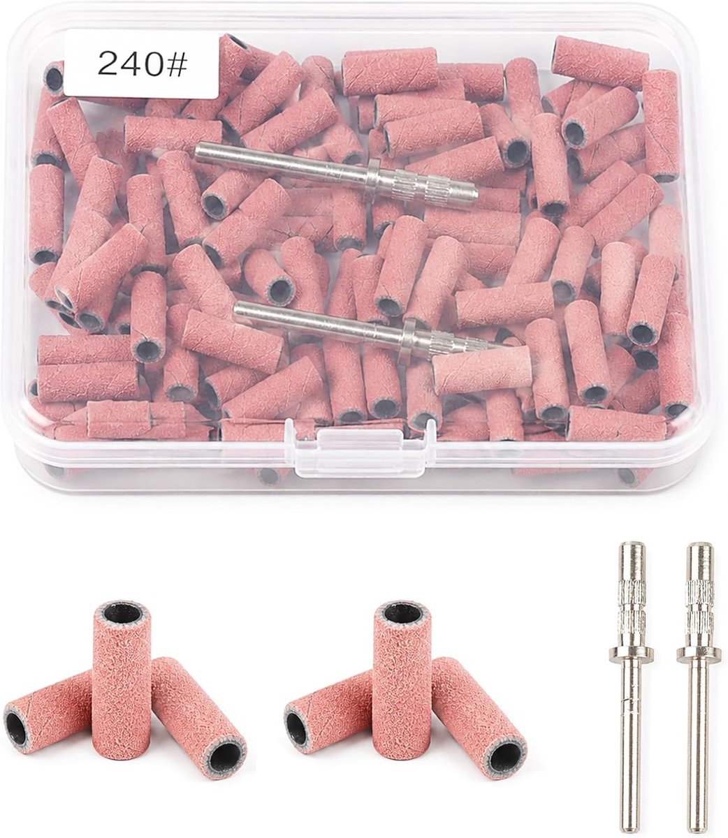 Nagelschuurmachine, 100 stuks, emeri-punt, #240, roze, professioneel, nagelschuurmachine, kleine planken voor het - ShopVlot