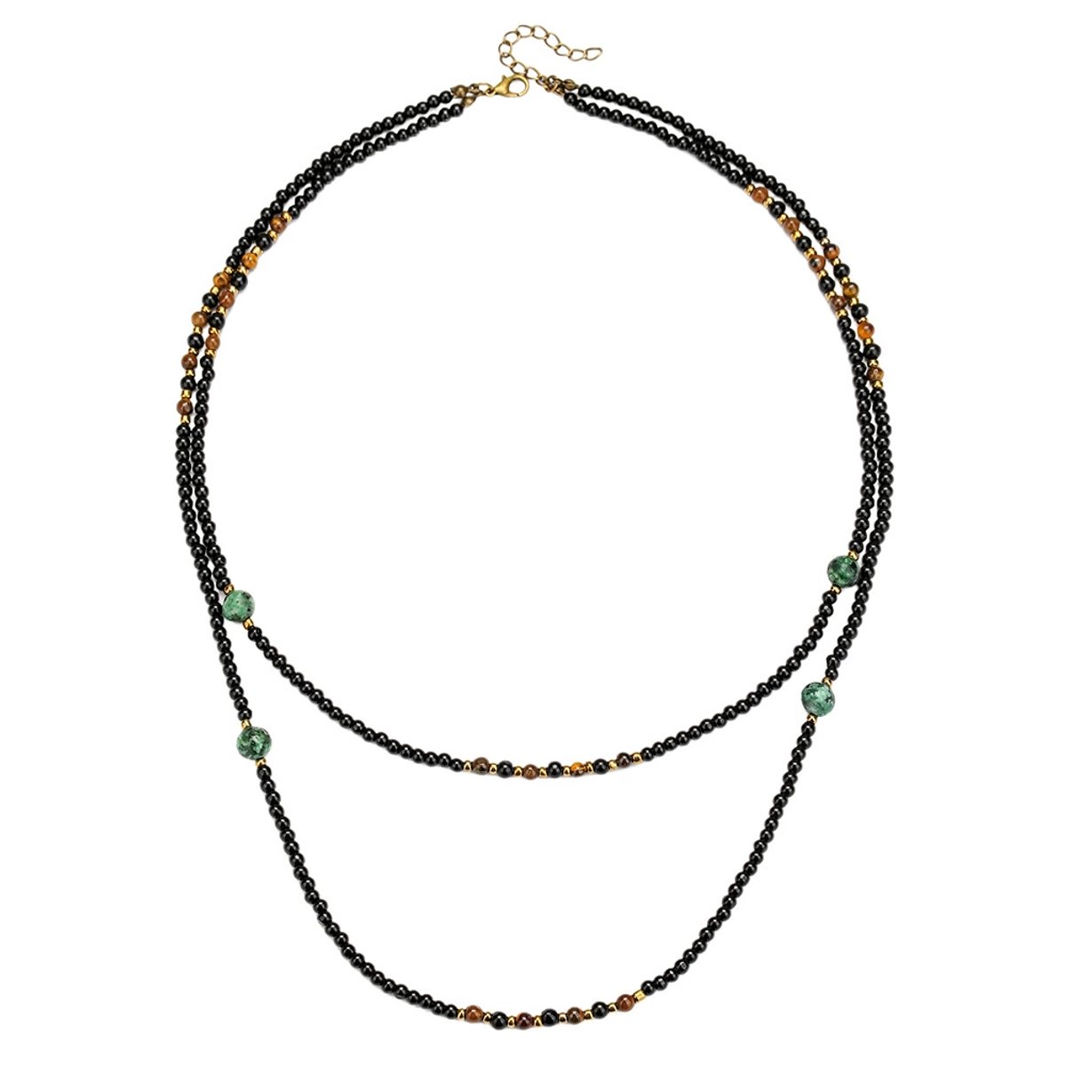 Helin life Klassieke ketting heren - Kettingen set-Handgeweven ronde kralen -Schakelketting - 65+7cm-Mannen Cadeautjes