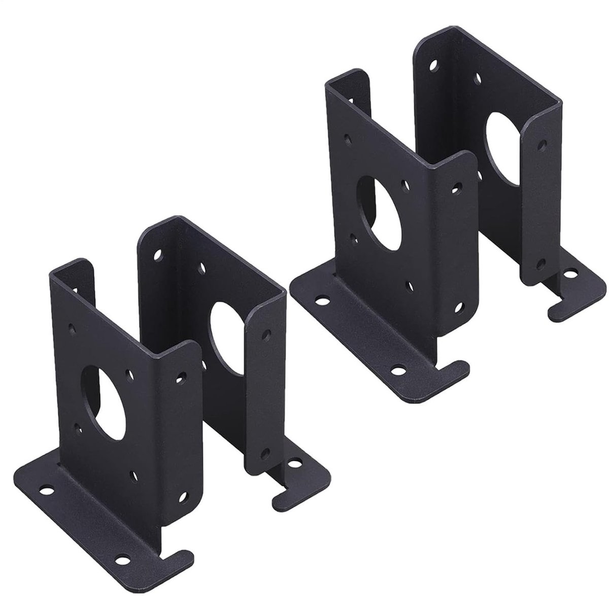 Paalbeugels Voor Hout - Paalhouders Bevestiging - Terras Pergola Bouw - Verstelbaar Zwaar Staal - 4 Stuks 9x9cm - Zwart