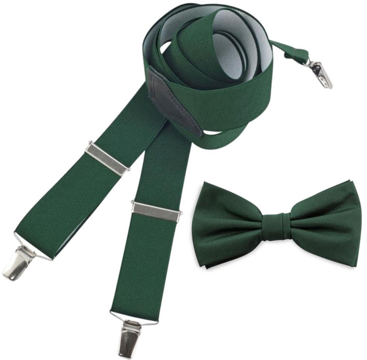 Baxter & Bow - Bretels & Vlinderdas Set Heren Flessengroen – Brede bretels met vlinderdas - flessengroen