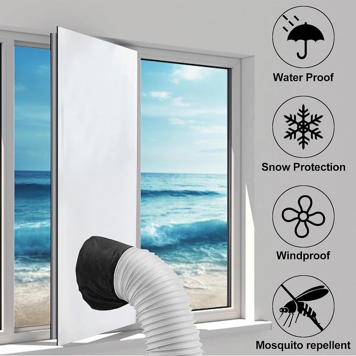 Draagbare airconditioner raamafdichting - 200 cm - Airco Raamafdichtingskit - Universele mobiele airconditioner raamkit - Airconditioner raamkit - Draagbare Airconditioning Raamafdichting - Mobiele Airco Deur Afdichting Schuifdeur en Balkondeur – foto 2