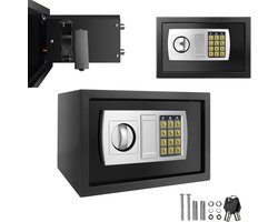 8.5L Elektronische Kluis voor Thuis en Kantoor, Brandwerende en Waterbestendige Safekast met Cijfercode en Noodsleutel, Stalen Beveiligingskluis voor Sieraden, Geld Waardevolle Spullen, 31x19,5x19,5cm