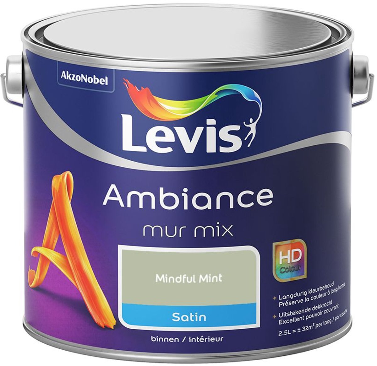 Levis - Ambiance Mur Satin Mix - Mindful Mint - Mengverf - 2,5 L
