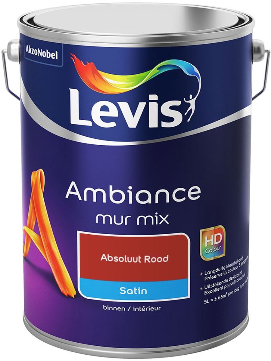 Levis - Ambiance Mur Satin Mix - Absoluut Rood - Mengverf - 5 L