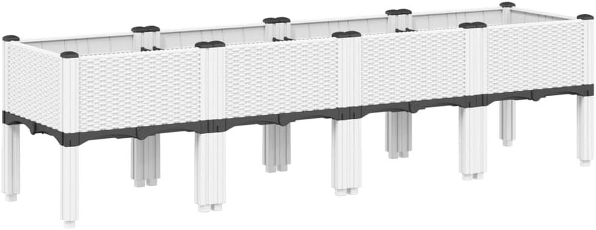 Verhoogde plantenbak - Bloembak met poten - Planten Kweken - Rotan look design - 160 x 40 x 42 cm