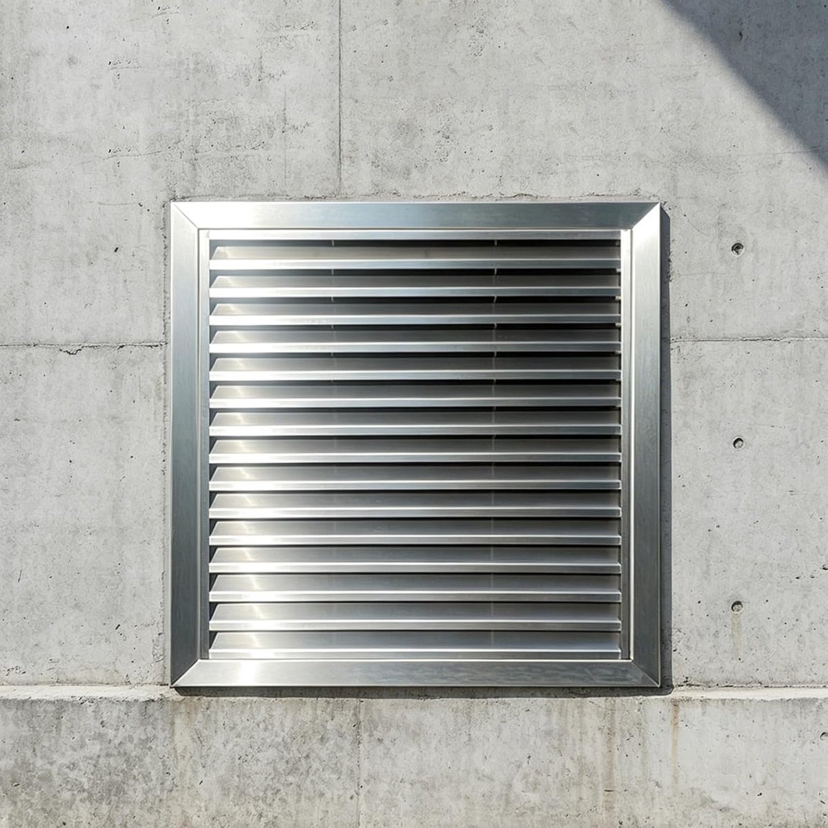 Toegangspaneel Ventilatiekap - Inspectiedeur Lamellenrooster - Buitenlucht Toevoeren - Vaste Horizontale Lamellen - 25x25cm - Zilver