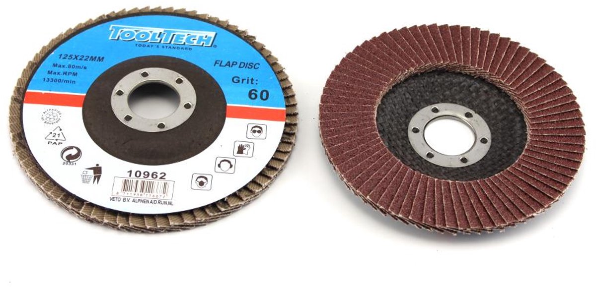 Lamellenschijf 125 mm K60 – Aluminium Oxide – EN13743 – TOOLTECH