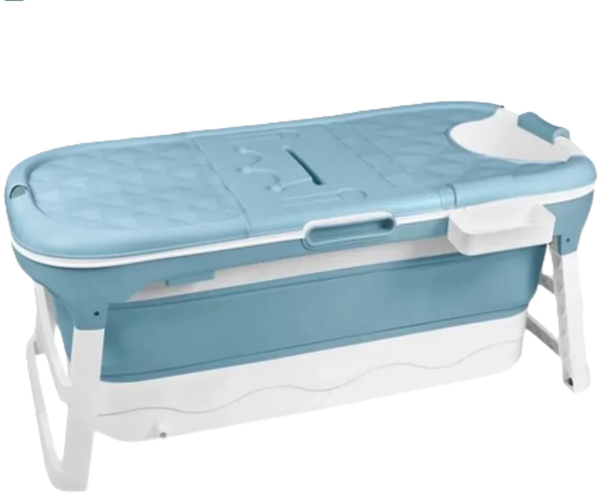 MakkelijkMooi Opvouwbaar Ligbad met Deksel - Bad - Eenvoudig Opvouwbaar - incl. Voetmassage-Rollers - Geïntegreerde Neksteun