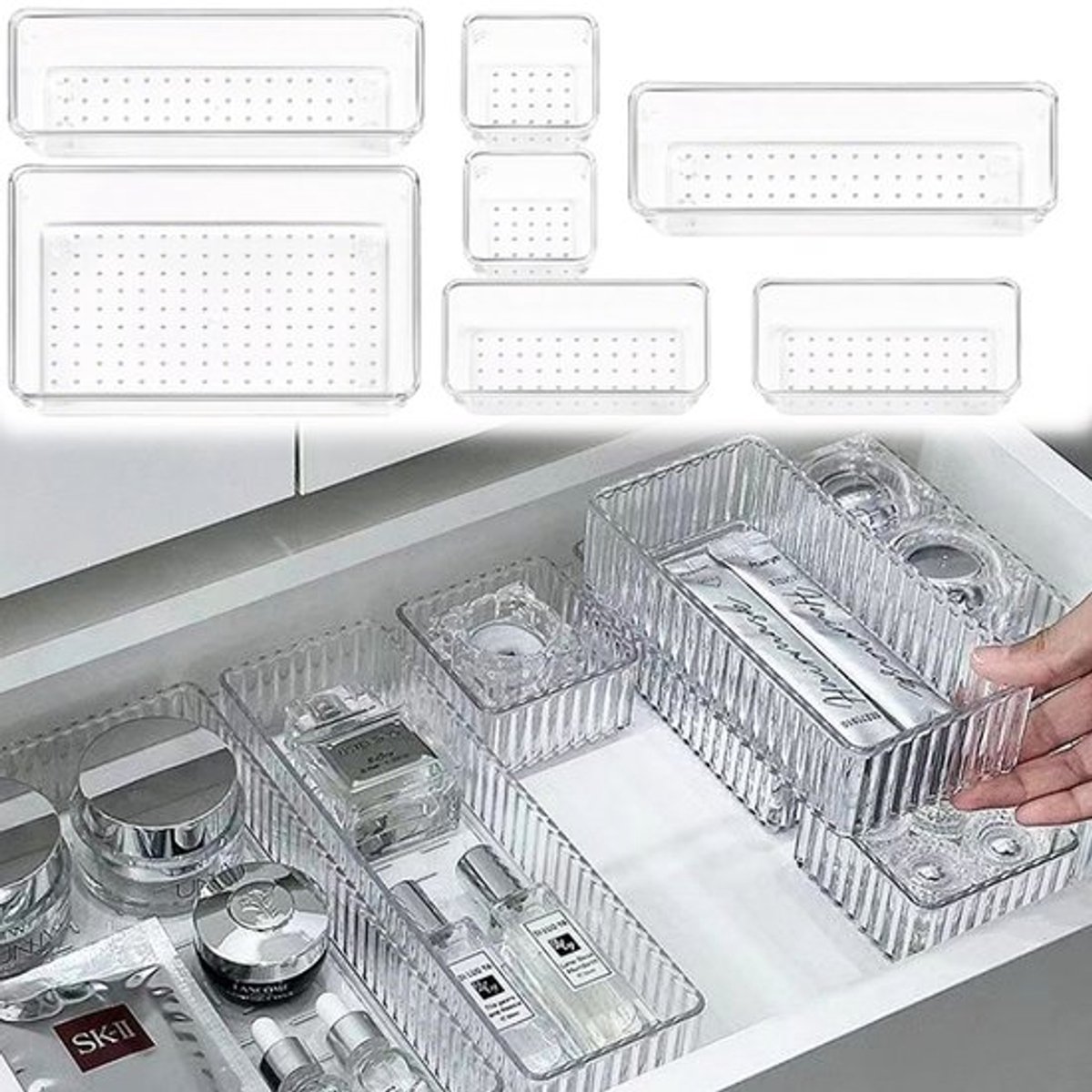 Organisatiebox IMstore 7 delen transparant ideale set