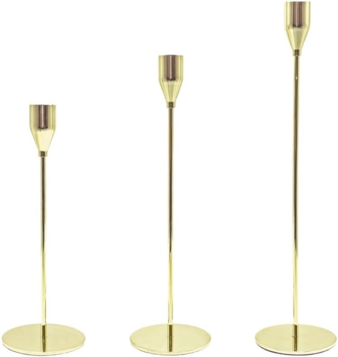 Kaarshouder Set - Kandelaar Metaal - Sfeerverhogend Huis - 3-Delige Set - 10x10x10 mm - Goud