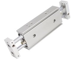 Dubbele As Cilinder - Glijcilinder Pneumatisch - Industriële Automatisering - Dubbele Assen - 25mm x 50mm - Zilver