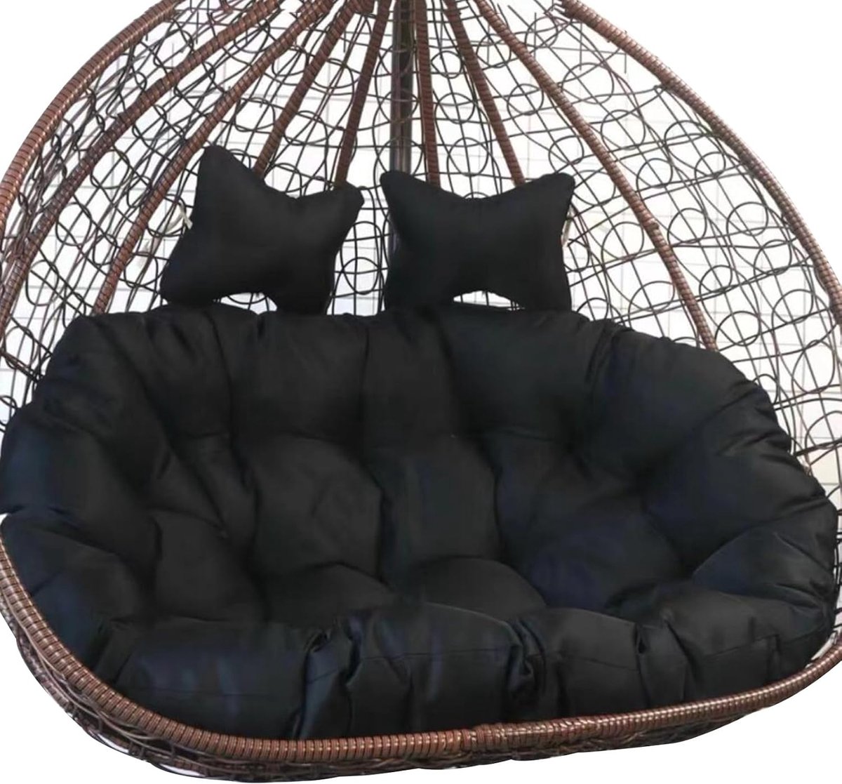 Eierstoelkussen Dubbel - Hangstoelkussen Schommel - Buiten Ontspannen - Verborgen Rits - 170x120CM - Zwart