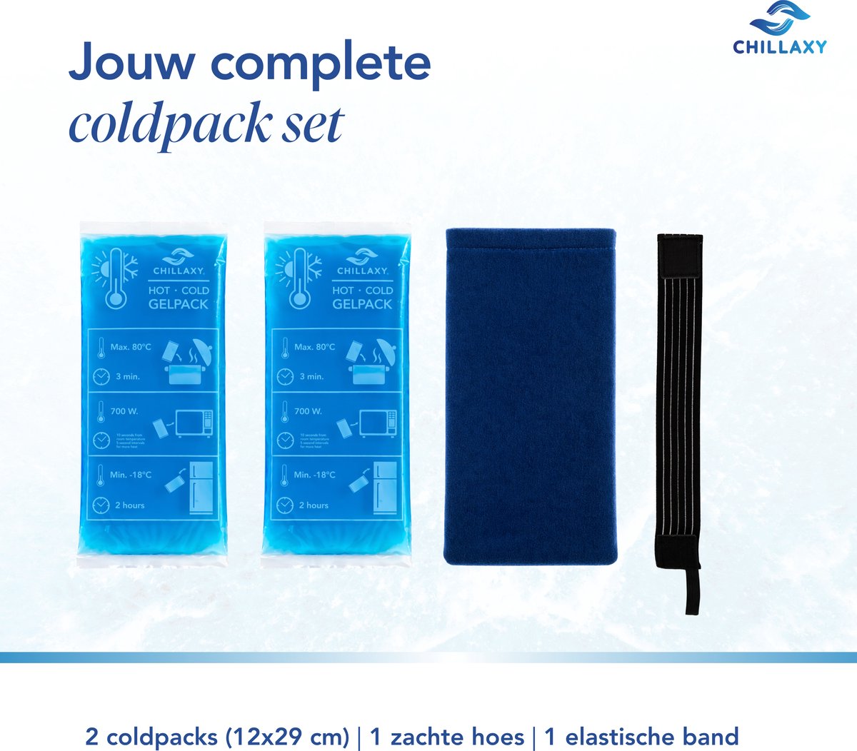 Chillaxy Coldpack – Icepack – 4 delige set met Zachte Hoes & Elastische Band – Coolpack, IJspack, Gelpack – Koud Compress Herbruikbaar — cadeau in Cadeau-ideeën - foto 7