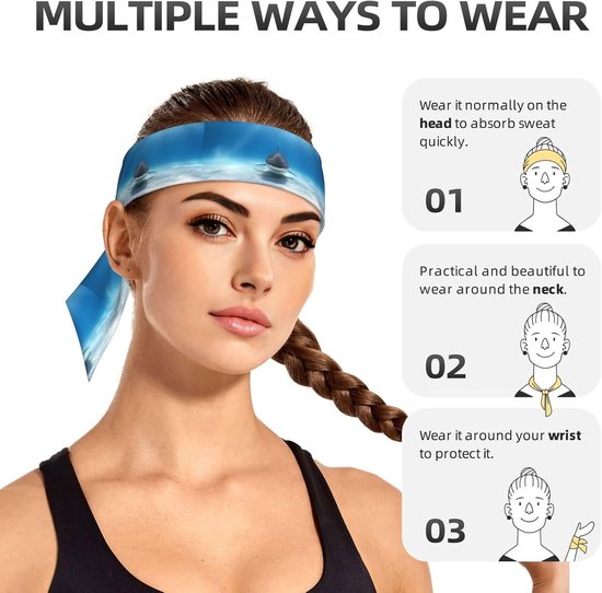 Sport Bandana Sjaal - Hoofdband Sjaal - Sport en Fitness - Dubbelzijdig Bruikbaar - 104 cm Lengte - Zwart — afbeelding 5