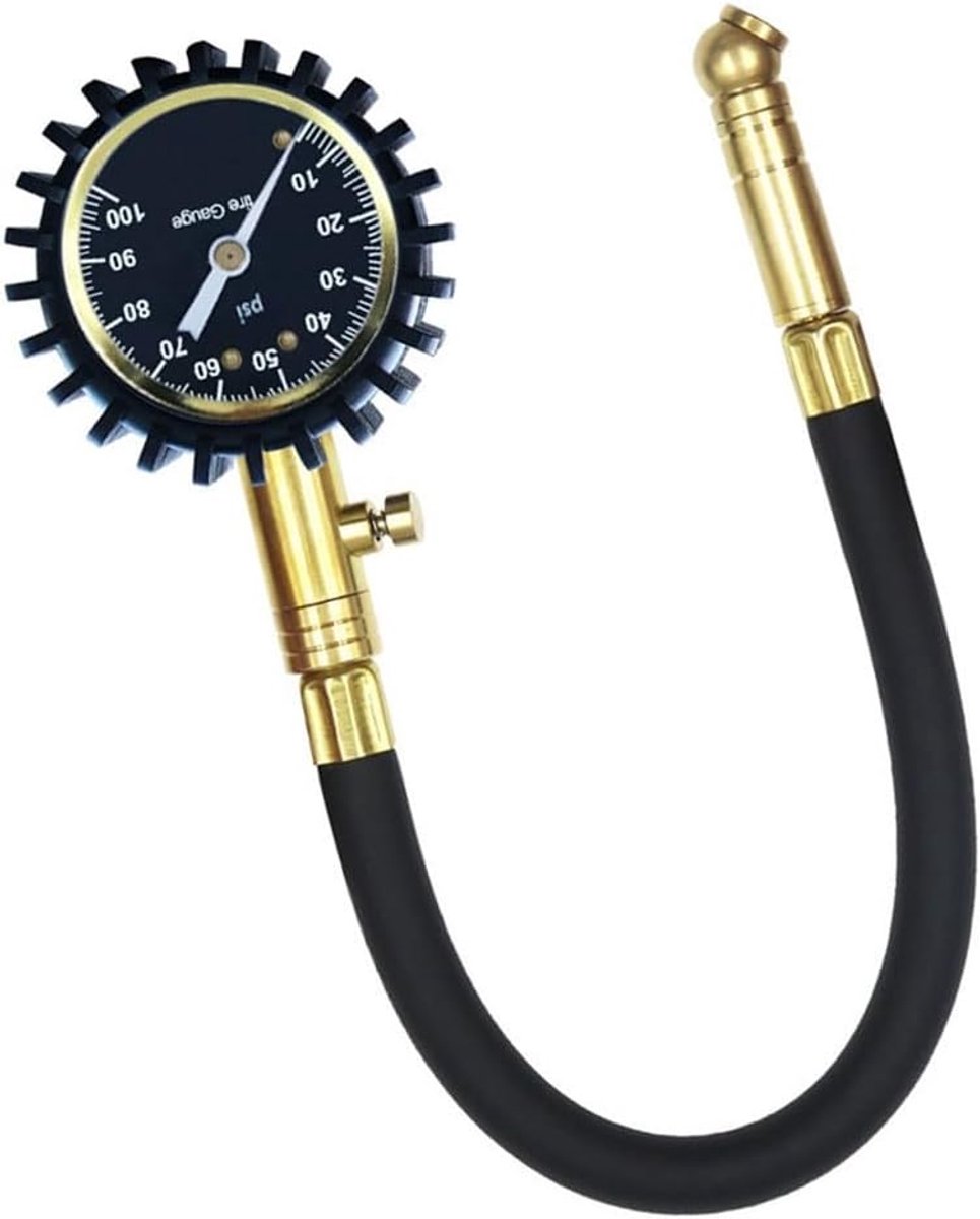 Bandenspanningsmeter - Bandendrukmeter - Voertuigonderhoud - 360° Draaibare Kop - 0-100 PSI - Zwart