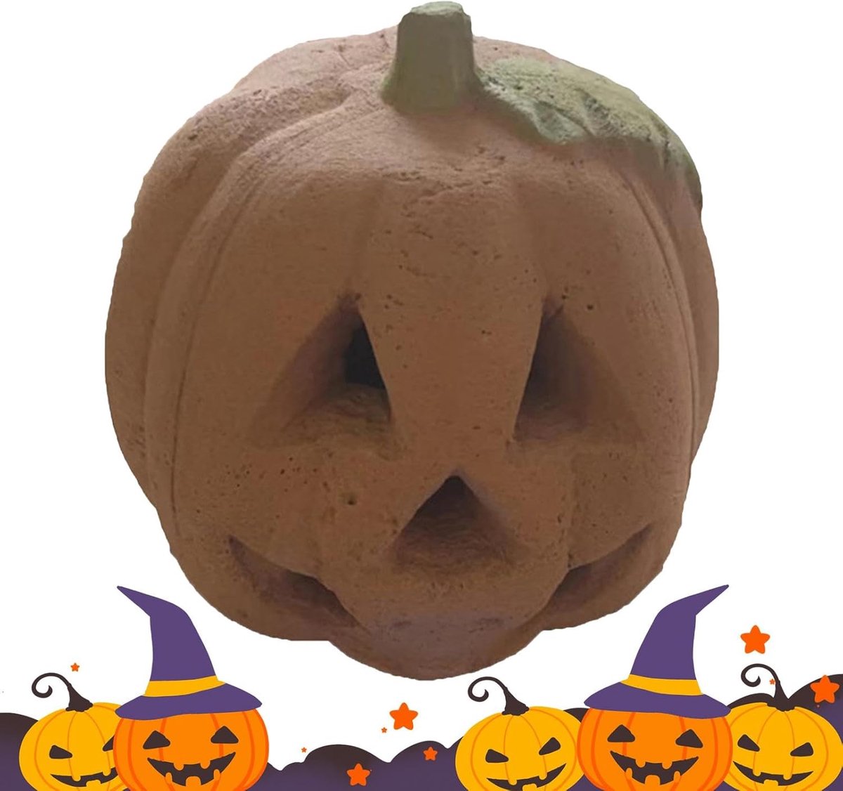 Vuurkorf Pompoen - Halloween Decoratie - Feestelijke Sfeer - Vuurvast Keramiek - 18x15x18 cm - Oranje