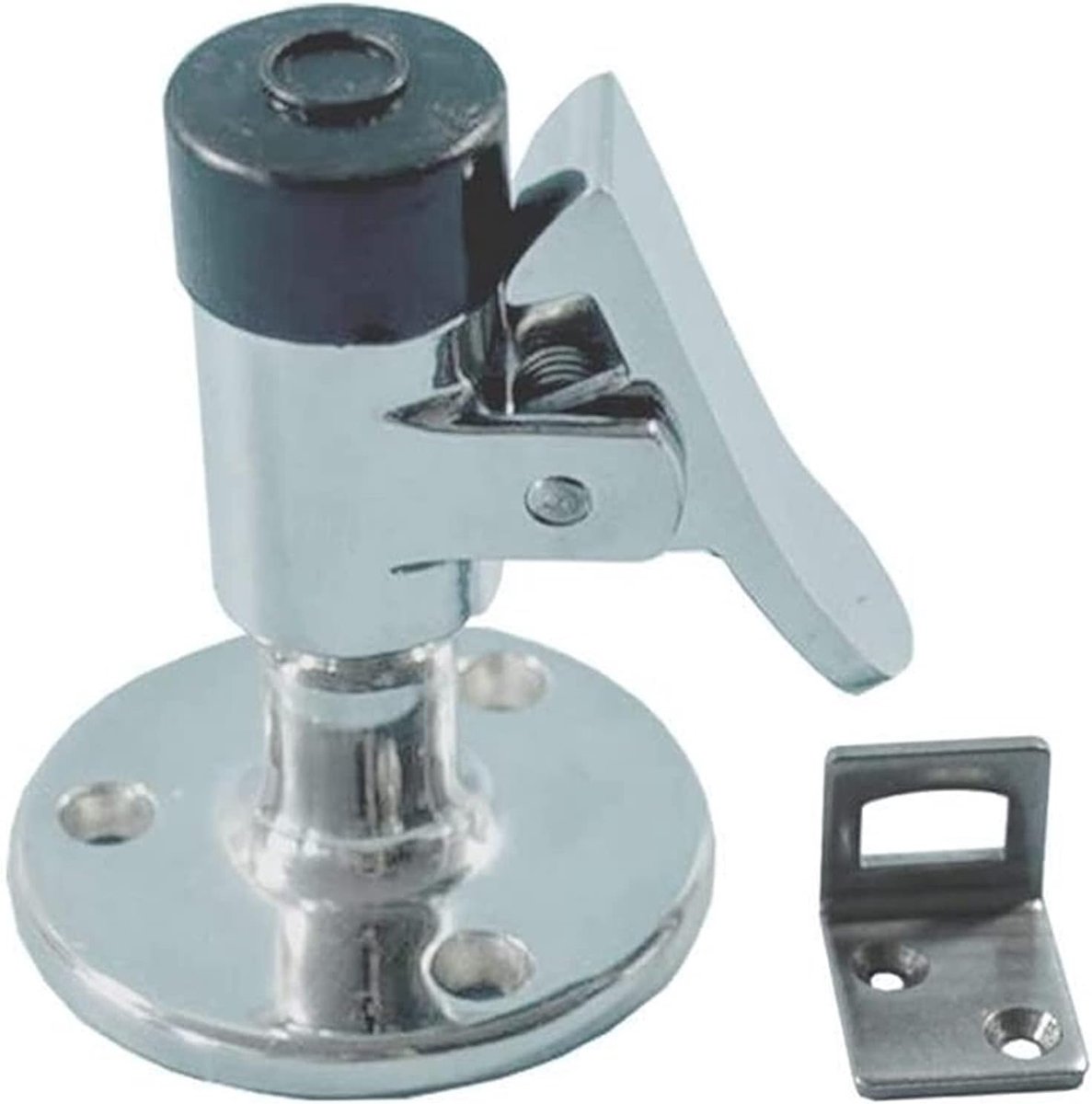 Deurstopper RVS - Deurvanger - Thuis Gebruik - Rubberen Tip - 170 Gram - Zilver