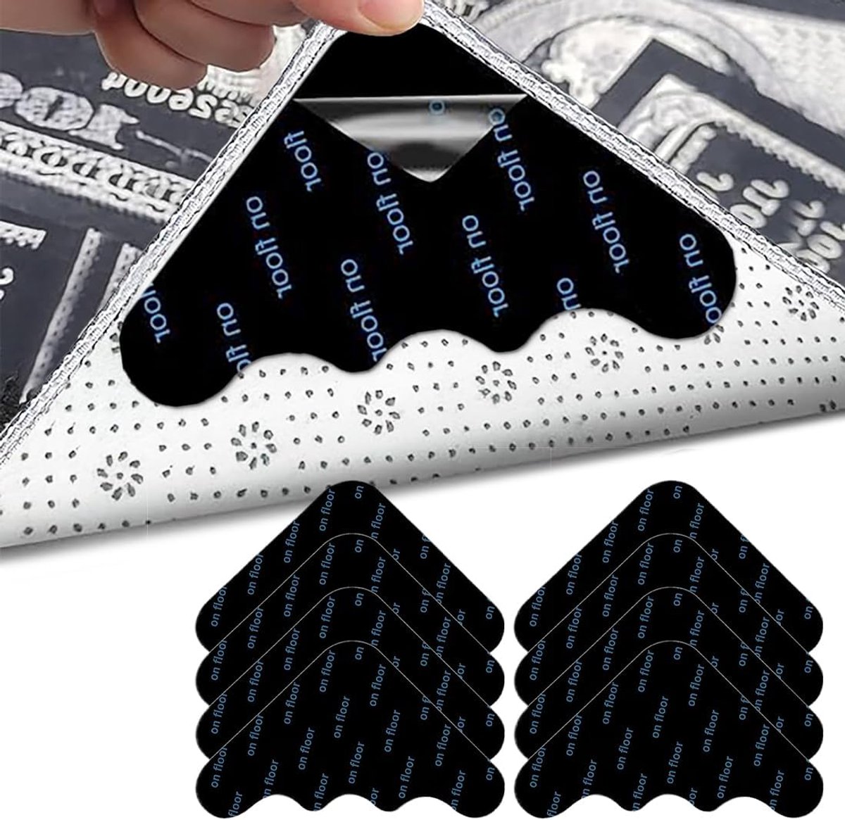 Tapijtmatten - Antislip Pads - Vloeren Stabiliseren - Dubbelzijdig Plakkerig - 8 Stuks - Transparant