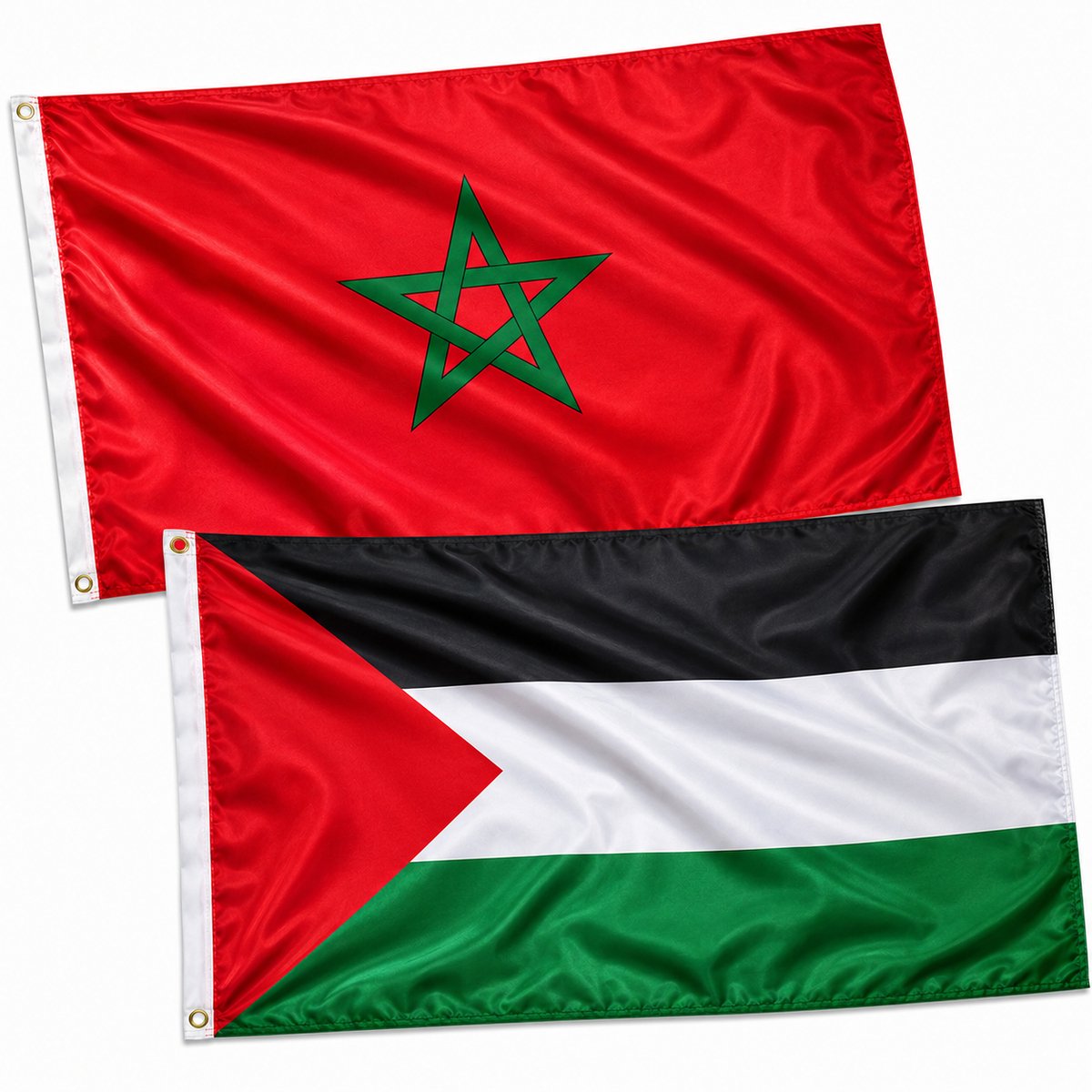 Yarvu ® - Vlag Marokko & Palestina - 2 Vlaggen - Flag Morocco - Palestine - WK 2026 - Marokkaanse Vlag - Drapeau Maroc