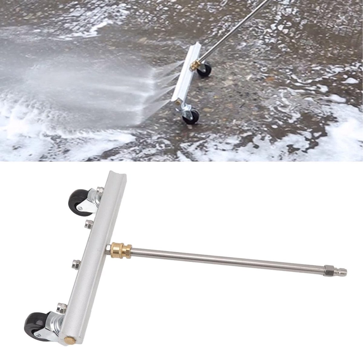 Onderstel Reiniger - Hogedrukreiniger Accessoire - Auto Reinigen - 4 Sproeiers - 32.5cm Rolframe - Zilver