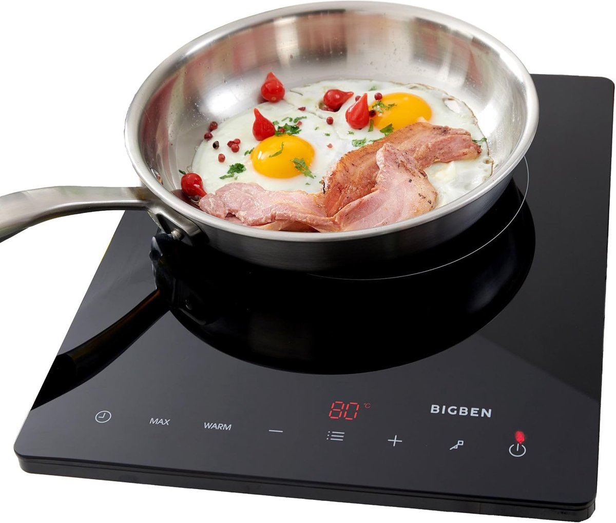 Inductiekookplaat 1 Pits - Draagbare Elektrische Kookplaat 1950W - Enkele Inductieplaat met Timer en Temperatuurregeling 60-240 °C - Compacte Kookplaat voor Studio en Extra Keuken