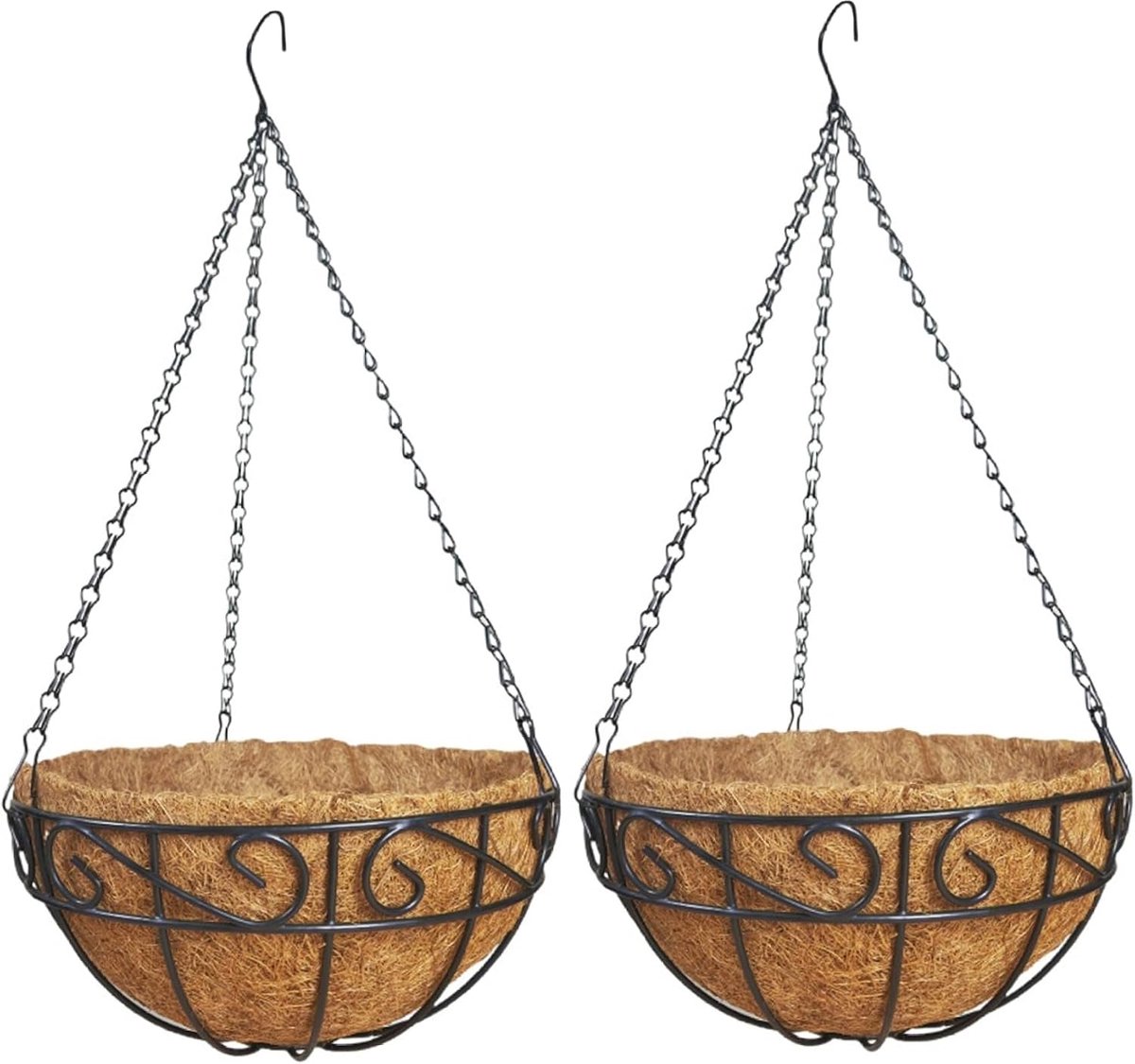 Hangmanden voor planten - Bloempotten buiten - Decoratie tuin - Met metalen ketting - 2 stuks 355 cm - Bruin