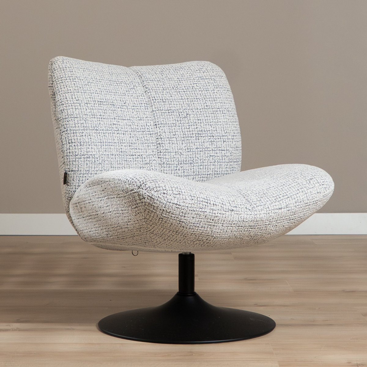 Bronx71 Draaifauteuil Moira gemêleerde stof off white/ zwart Wit, Zwart