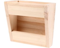 Houten Voerbak - Huisdierbenodigdheden - Kleine Dieren Voeren - Veilig Materiaal - 15x15x10cm - Houtkleur