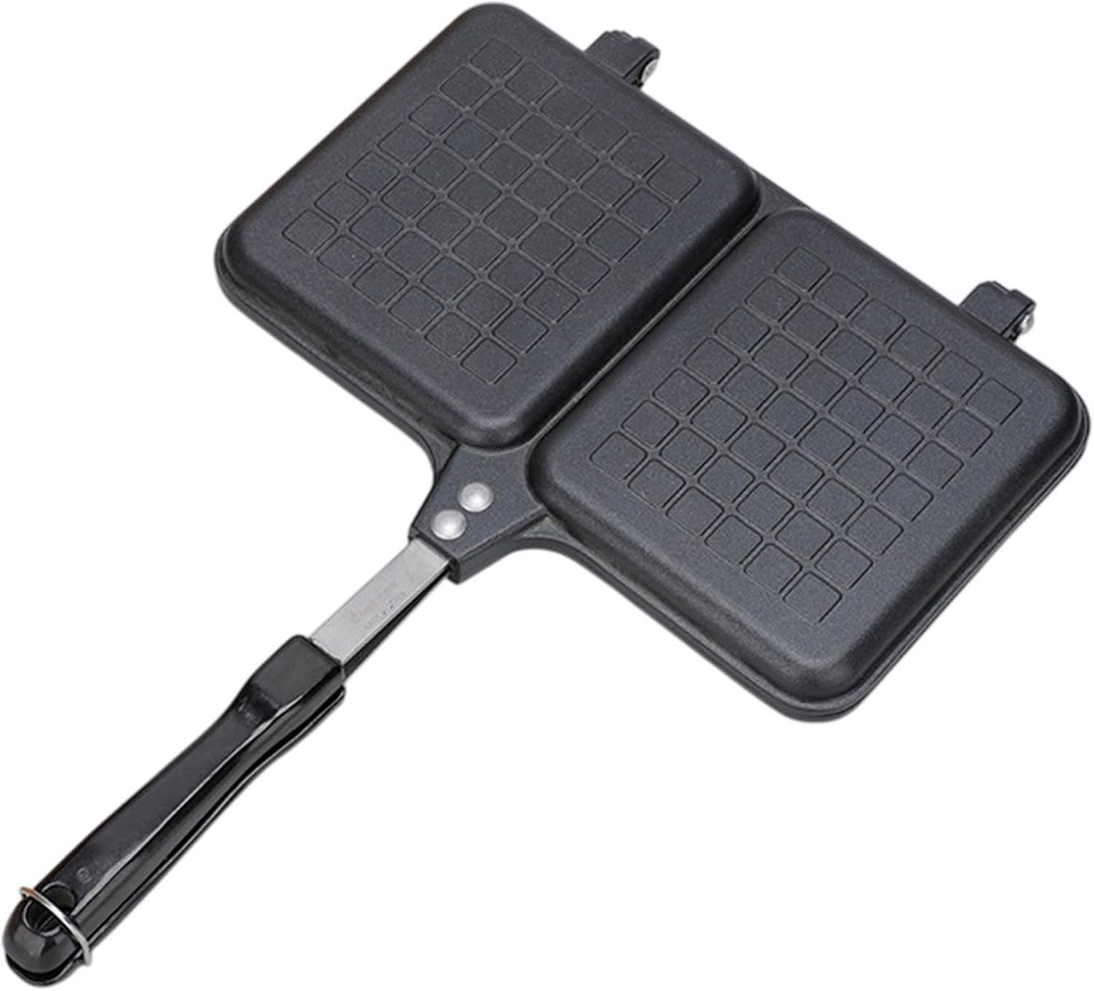 Sandwich Maker Tosti Apparaat Ontbijt Maken Dubbel Pan Design 36 x 25 cm Zwart