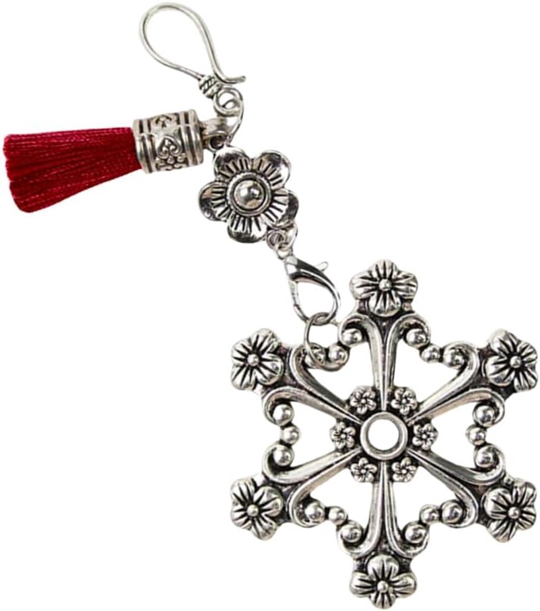 Metalen Draad Organizer - Naaigaren Winder - Handwerk Opslag - Sneeuwvlok Vorm - 11x5.7cm - Rood