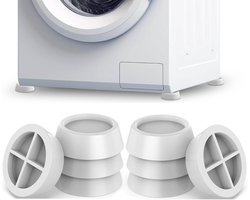 Trillingsdempers Wasmachine/Droogkast - 6 stuks - Trillingsmat - Voetjes wasmachine - Voetjes Droger - Wasmachine Geluidsdempers / Vibratiedempers - Wasmachine demper - Anti Vibratie - Antislip Rubber - Antislipmat - Schokdempers wasmachine - Wit