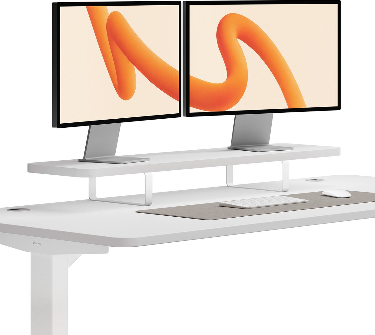 Desktronic Monitorstandaard 2 Schermen Wit/Wit - Monitor Verhoger Hout - 114 x 28 cm