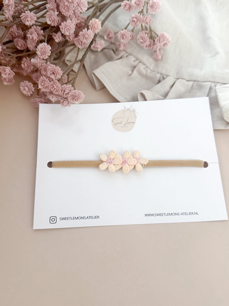 Haarband Madelief - Elastische Haarbanden voor Newborn - Haarbandjes voor Baby & Newborn - Haarbandje - Haaraccessoires voor Meisjes & Kinderen Babyshower Cadeau - Kraamcadeau