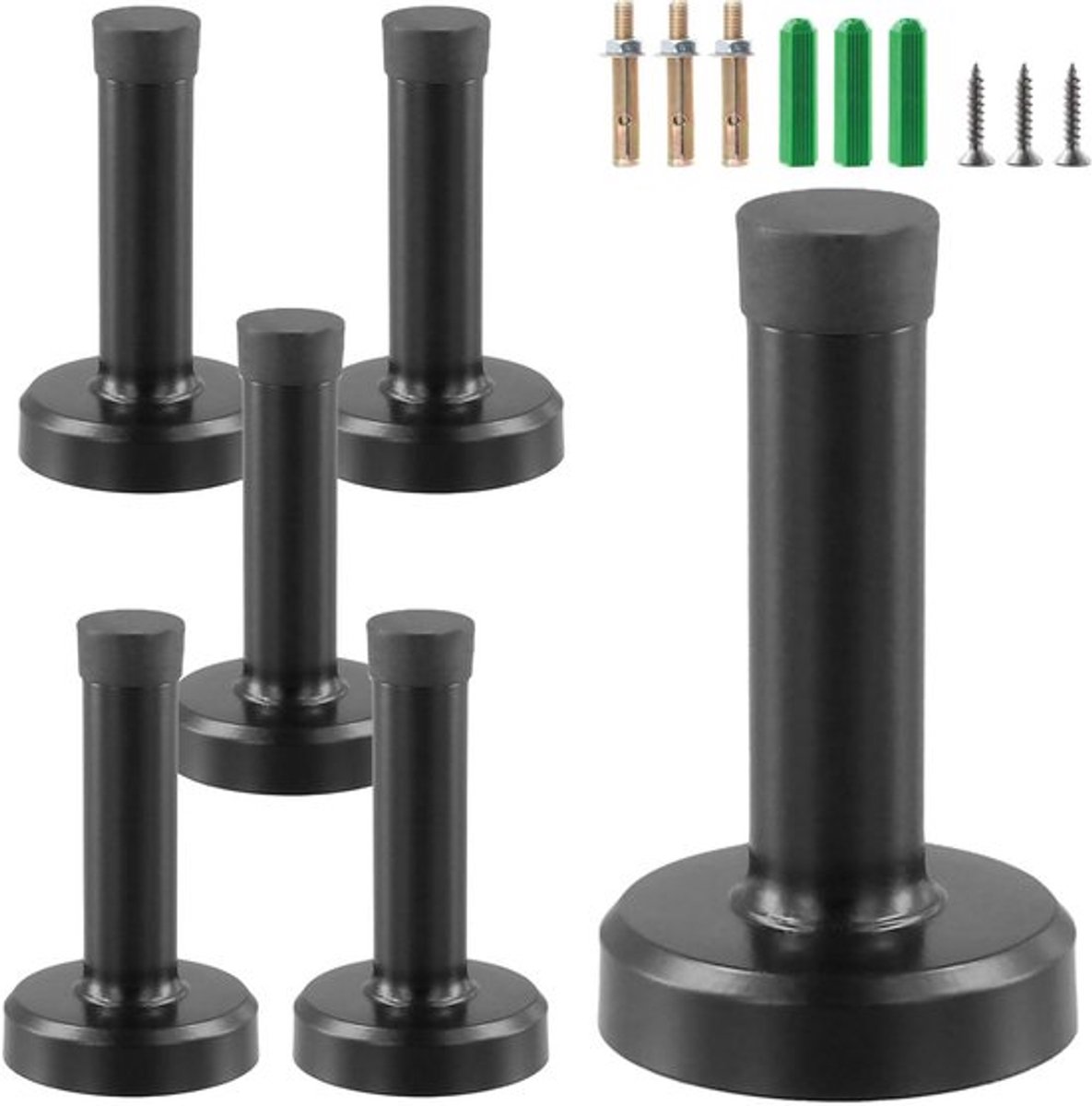 Wandmontage deurstoppers Inovra Plus, 6 zwart, 75 mm