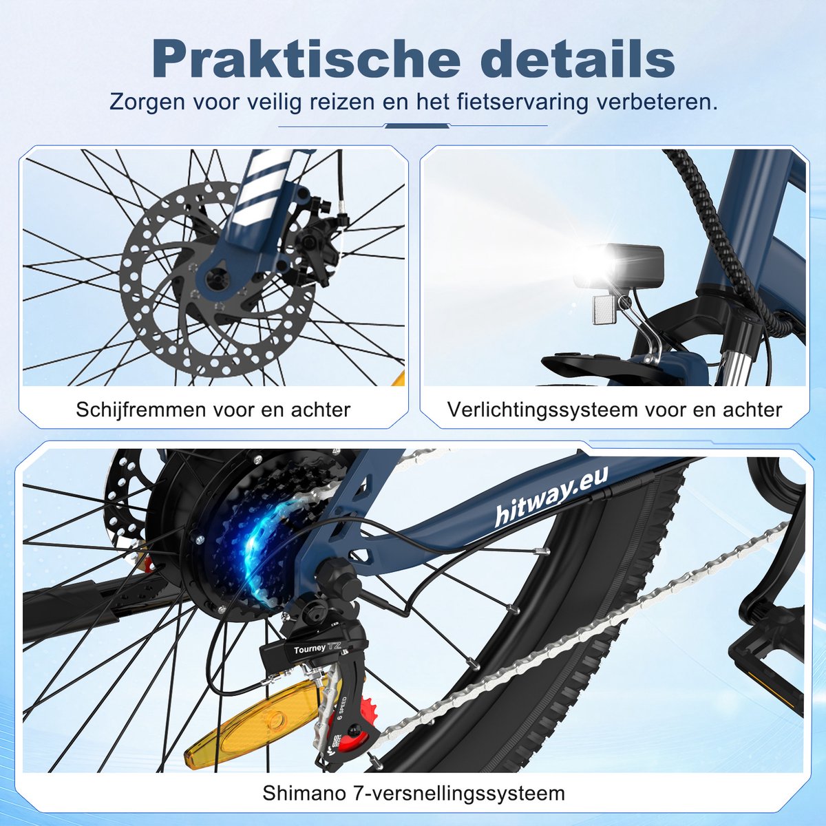 Hitway Elektrische Fiets BK15 Pro - 27.5 Inch City Commuter EBike met Afneembare 36V 13Ah Lithium Batterij - Mountain E-Bike met 250W Motor - 7 Versnellingen - IP54 Waterdicht - Elektrische Fietsen (EAN: ...7581) - afbeelding 3