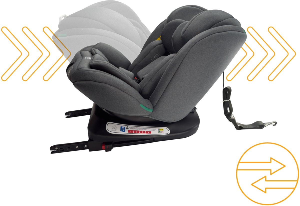 Liefjes & Co Growsafe Autostoel – i-Size 4-in-1 – 360° Draaibaar – ISOFIX & Top Tether – Groep 0/1/2/3 (40–150 cm) Grijs thumbnail 5
