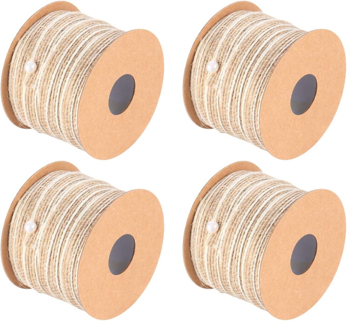 Natuurlijke Jute Touw voor Creatieve Projecten, Cadeauverpakking en Bruiloftdecoratie - 4 Rollen van 5mm × 10m