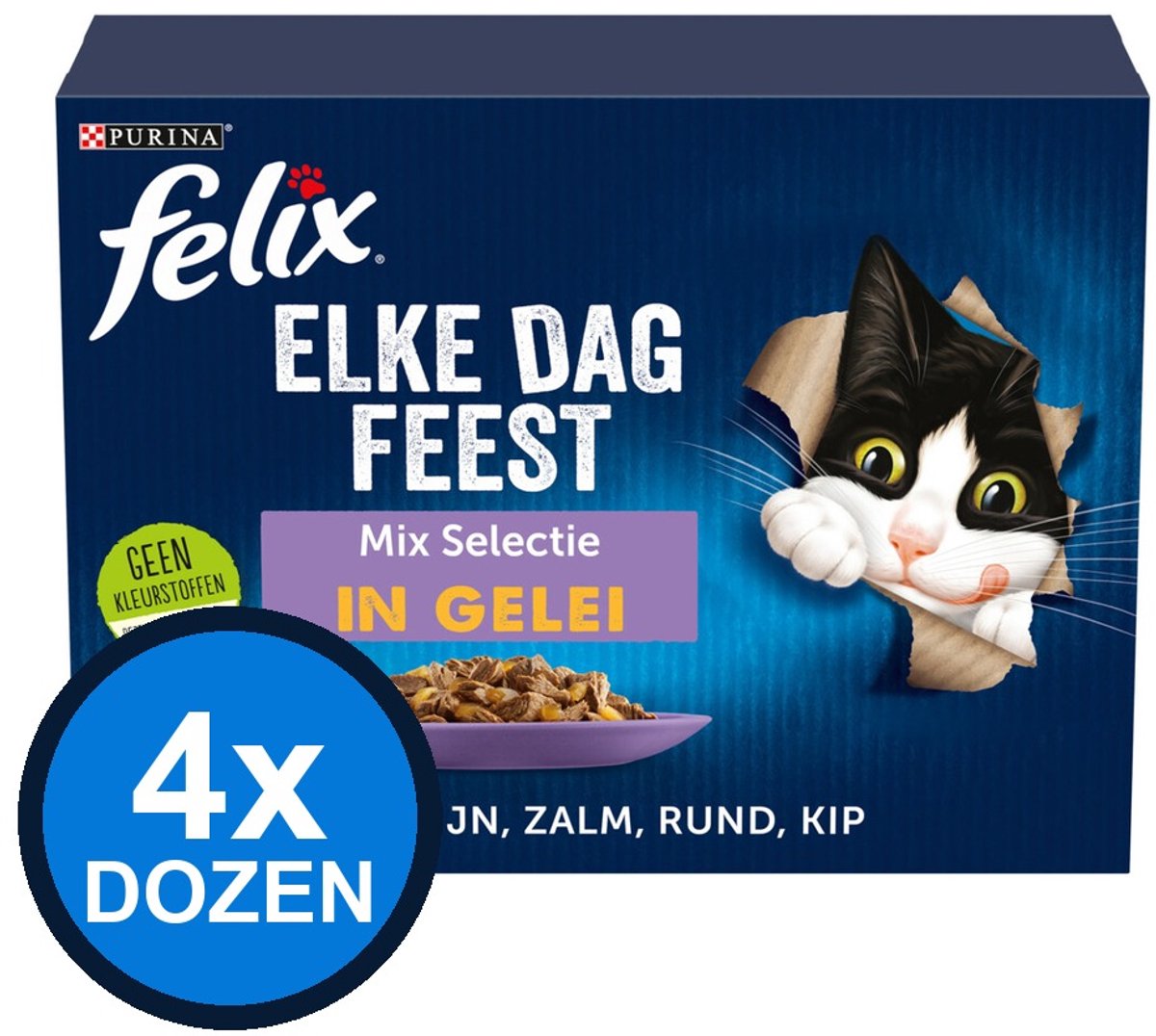 Felix Felix - Elke Dag Feest Mix Selectie in Gelei - Kattenvoer Natvoer - doos 12x85g