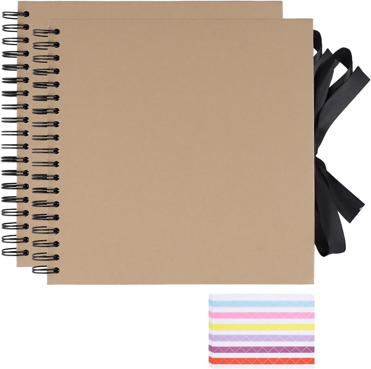 DIY Fotoalbum Set met 100 Zwarte Pagina's, 25 x 25 cm Scrapbook voor Familie, Trouwen en Afstuderen met Beschermende Hoeken