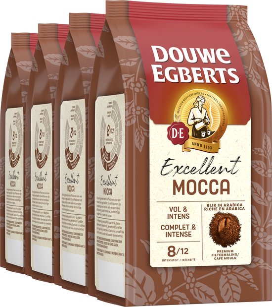 Douwe Egberts Excellent Mocca Filterkoffie - Intensiteit 8/12 - 4 x 250 gram