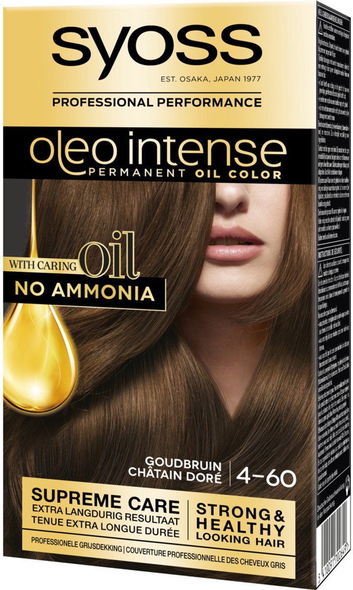 Bol.com Syoss Oleo Intense 4-60 Haarverf - Goudbruin - Permanente Haarkleuring - Ammoniakvrij - Met Voedende Oliën - 100% Grijsd... aanbieding