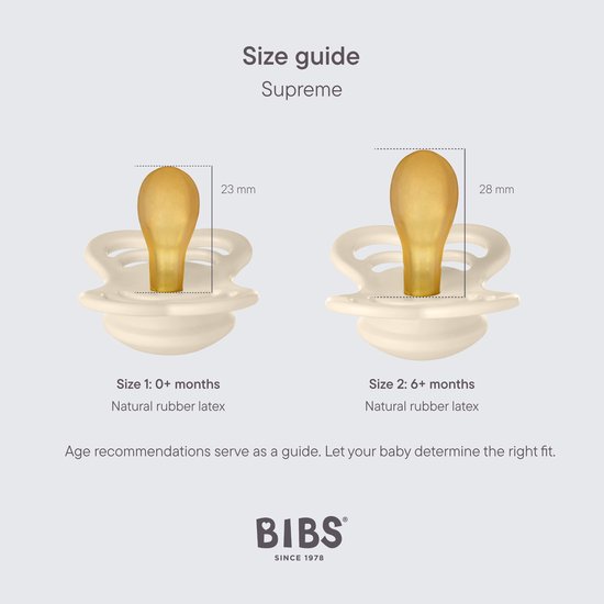 BIBS Supreme Speen verpakking van 2 stuks. BPA-vrij, Symmetrische speen. Natuurlijk rubberlatex, Gemaakt in Denemarken. Maat 1 (0-6 maanden), Ivory / Sage van Merkloos — afbeelding 5