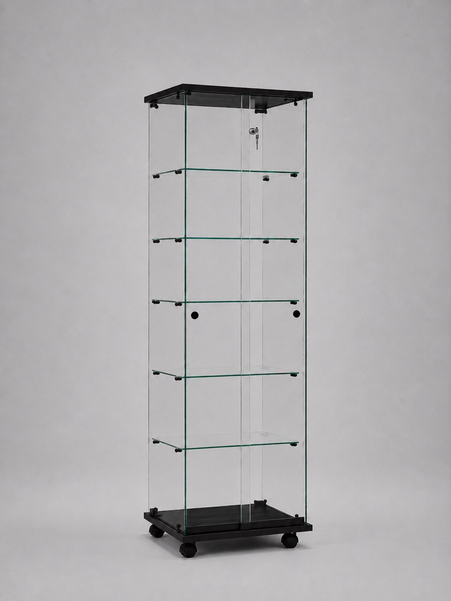 Vitrine Floatline Volglas Elegance 5 Z zwart zonder verlichting