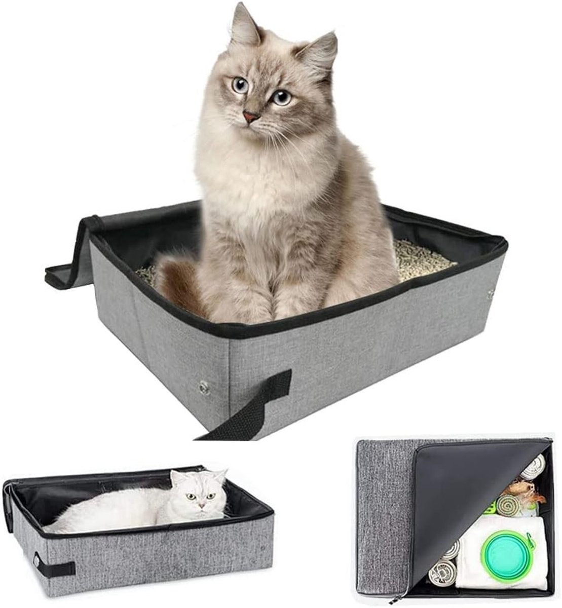 Opvouwbare Kattenbak – Waterdicht Oxford-doek – Antislip Onderkant – Draagbaar en Gemakkelijk Reinigbaar – Voor Binnen en Buiten