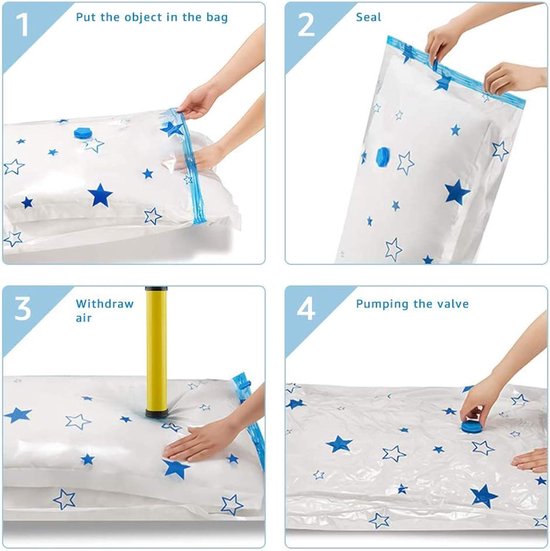 Vacuüm Compressie Opbergzakken - Vacuümzakken Ruimtebesparend - Kleding Opbergen - 100% Luchtdicht Waterdicht - 60x40cm - Transparant — afbeelding 3