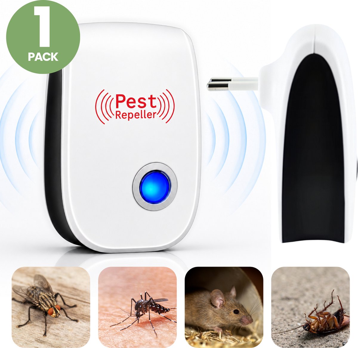 BvH™ Ultrasone Muggenverjager Stekker - Elektrisch & Diervriendelijk - Insectenverjager voor Binnen - Anti Muggen Stekker - Muggenstekker Slaapkamer