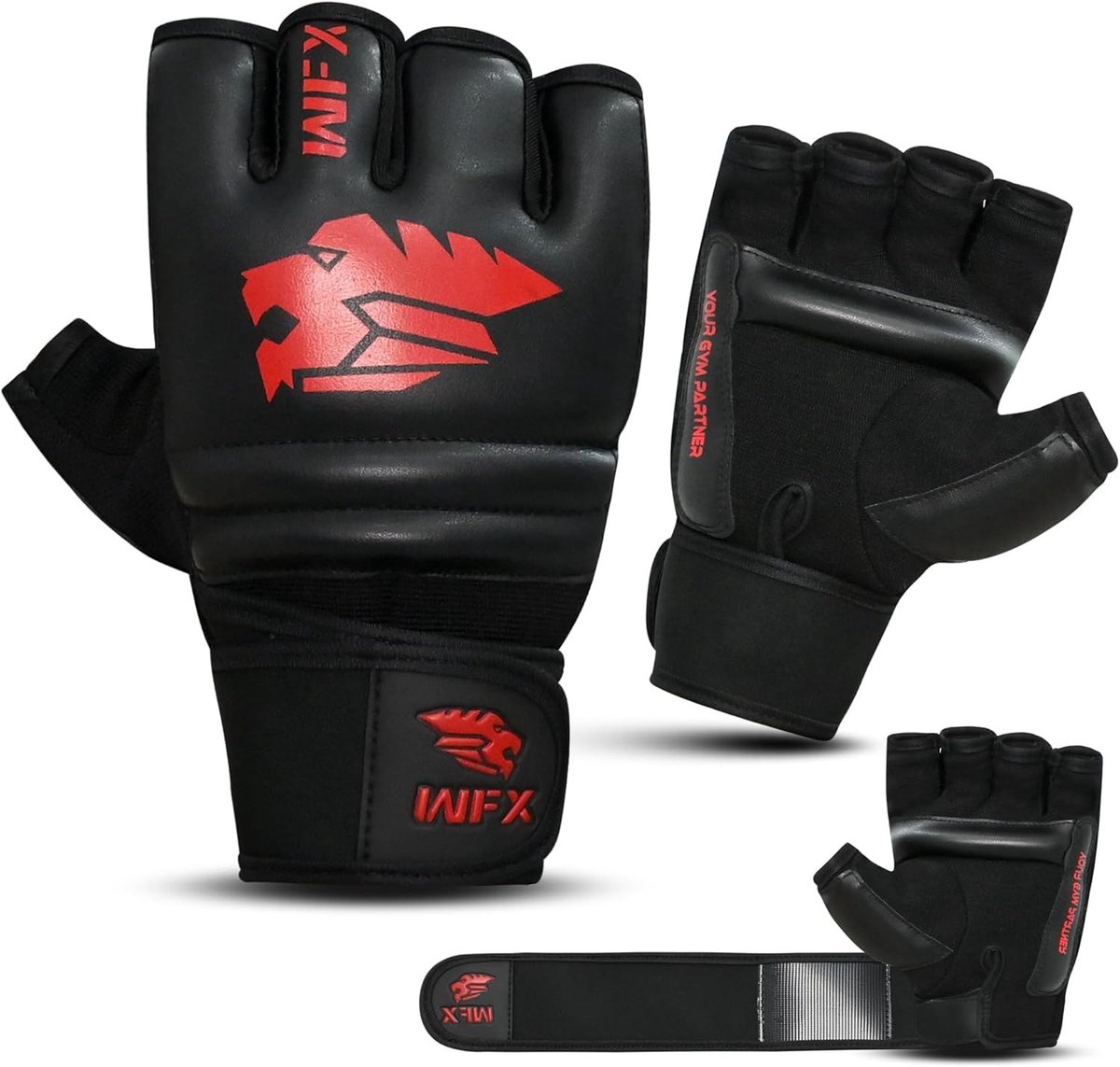 MMA Vechtsport Grappling Handschoenen - Vegan Leer - Halve Vingers - Uitstekende Bescherming - Voor Mannen en Vrouwen