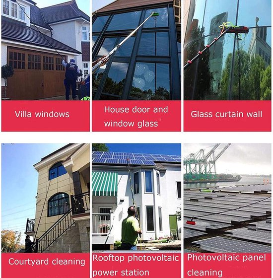 Telescoopsteel Reiniger - Glasbewassing Hulpmiddel - Hoge Ramen Schoonmaken - Watergevoed Systeem - 9 Meter Lang - Zilver — afbeelding 5